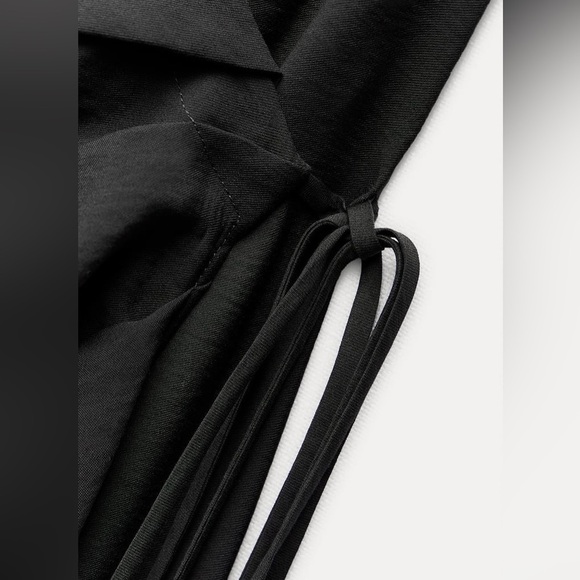 NWT. Zara ZW COLLECTION Anthracite Grey Viscose +Wrap Midi Shirtdress. Size L. - Picture 6 of 11